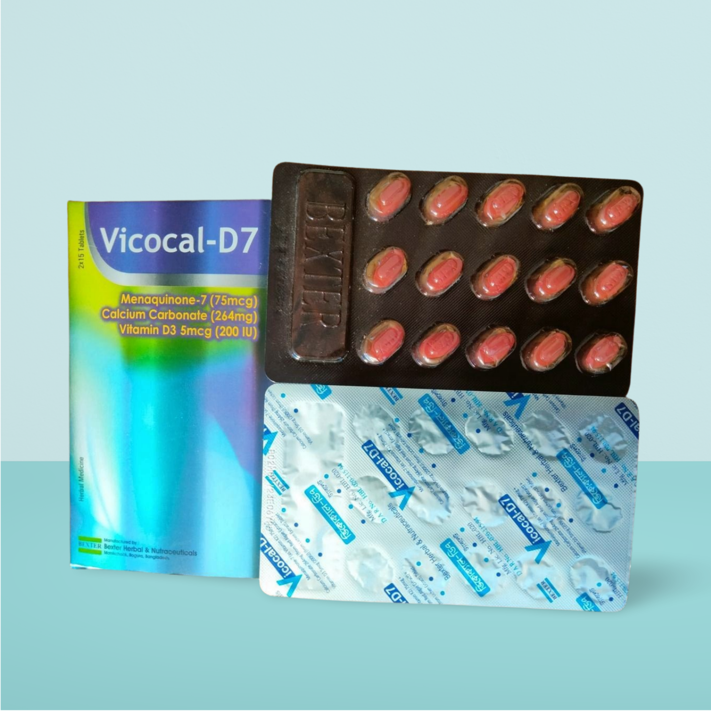 Vicocal-D7 tablet for bone health with Vitamin K2, Calcium Carbonate and Vitamin D3